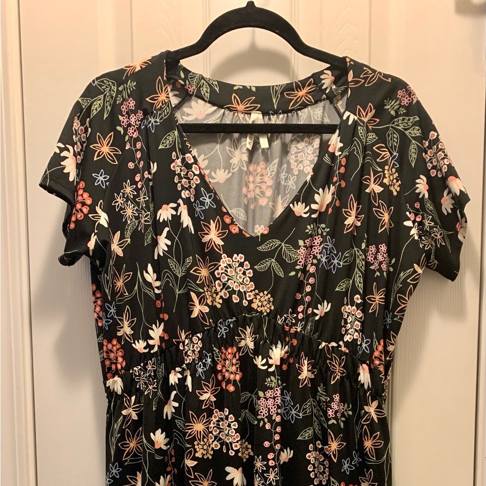 Roper Black Dress with floral pattern size Large